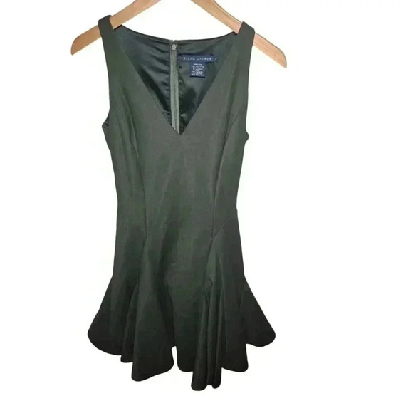 RL Sleeveless Asymetrical V Neck Swing Dress Tool Fern Green-Size 2 - Picture 14 of 16